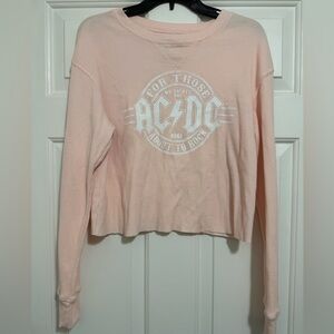 AC/DC Women's Light Pink Cropped Sweatshirt